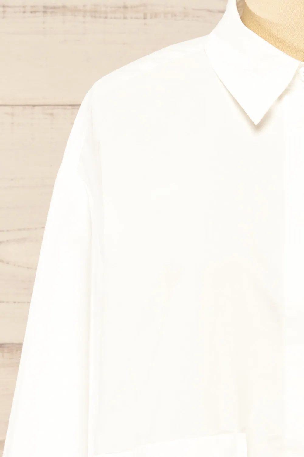 Gotham White | Cropped Shirt w/ Asymmetrical Pockets sold by Boutique 1861 product image thumbnail 2