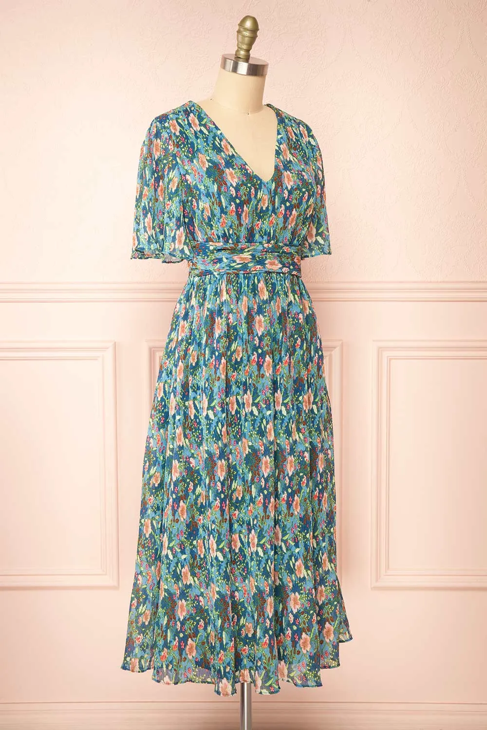 Veridian | Pleated Floral Midi Dress sold by Boutique 1861 product image thumbnail 4