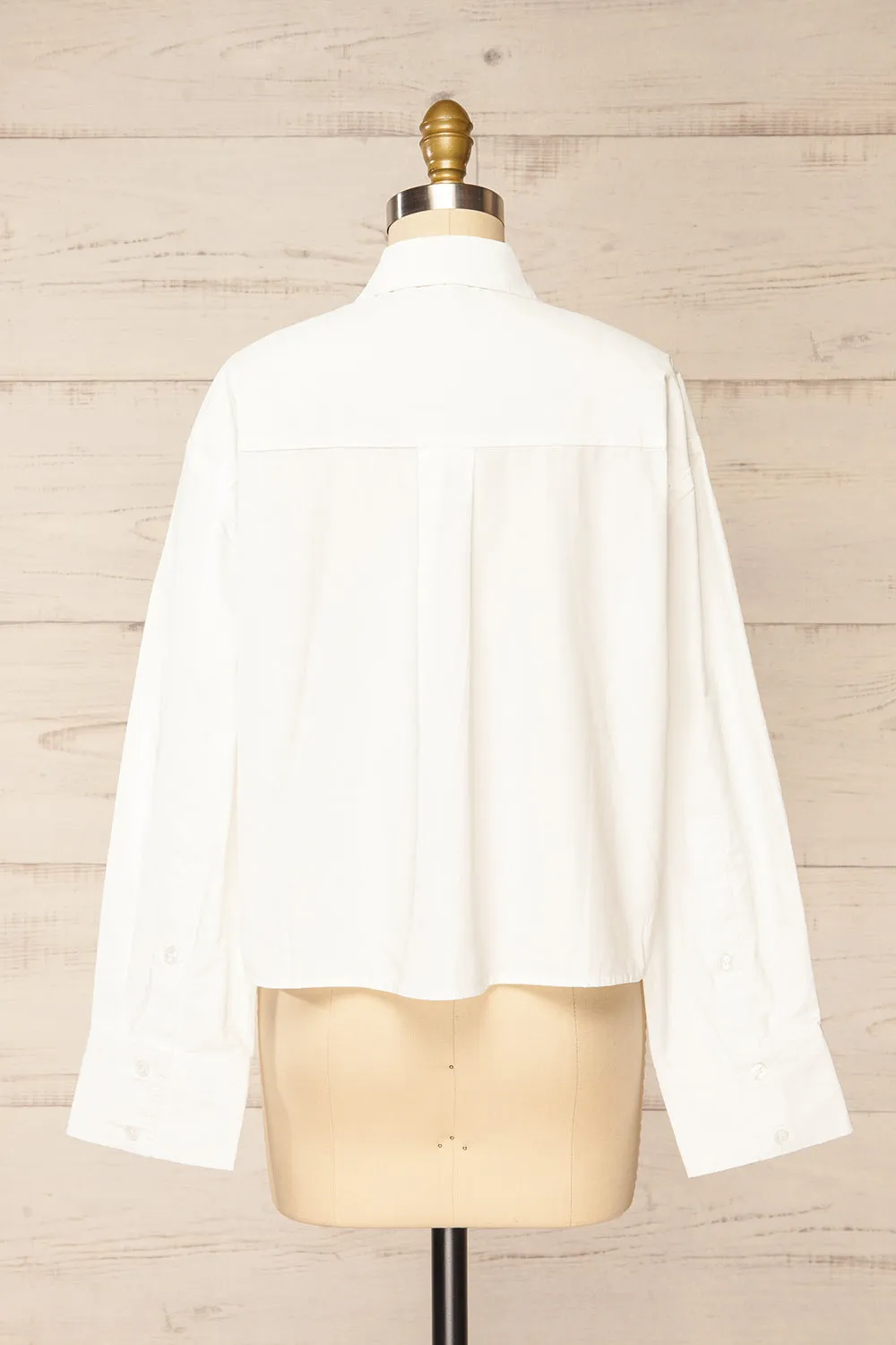 Gotham White | Cropped Shirt w/ Asymmetrical Pockets sold by Boutique 1861 product image thumbnail 5