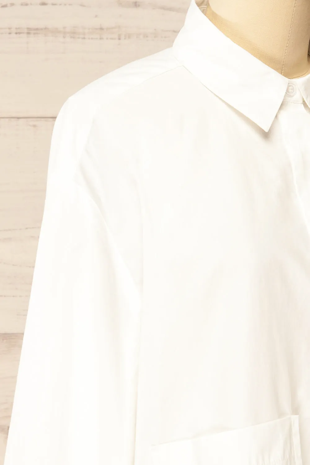Gotham White | Cropped Shirt w/ Asymmetrical Pockets sold by Boutique 1861 product image thumbnail 4