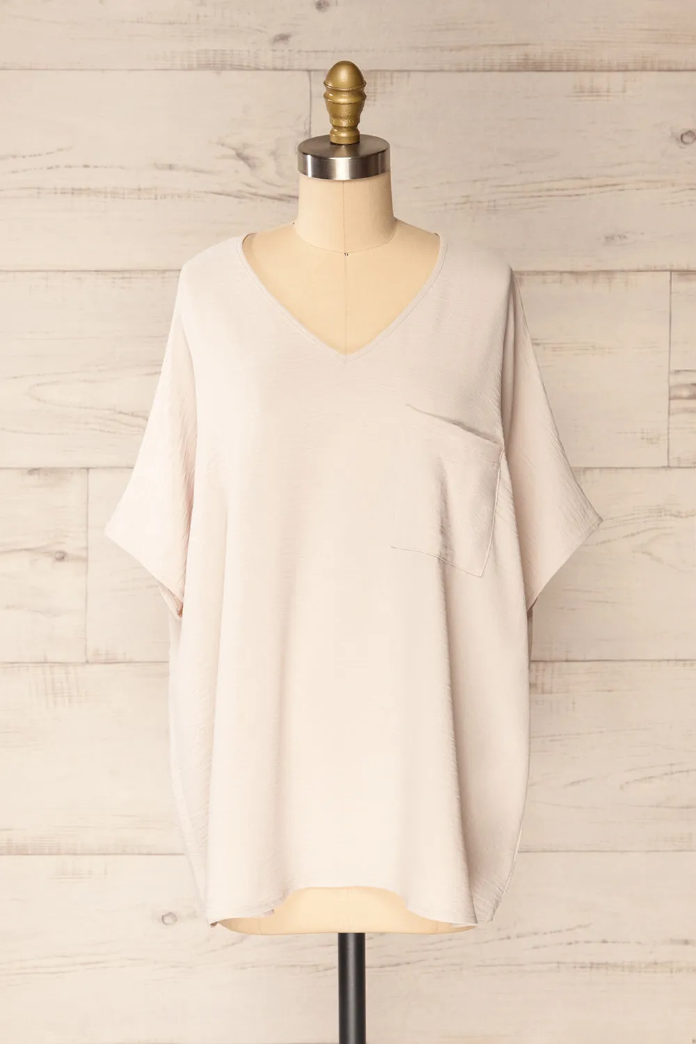 Haifa Beige | Oversized Short Batwing Sleeve Top sold by Boutique 1861