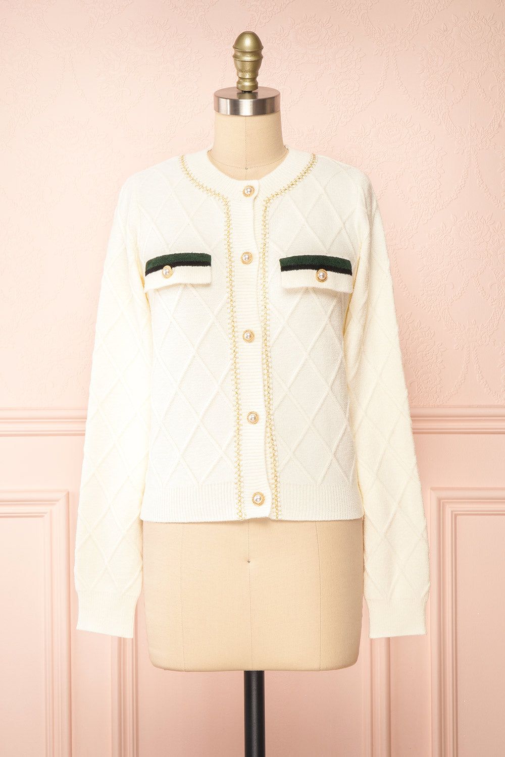 Tayna | Ivory Vintage Style Cardigan sold by Boutique 1861