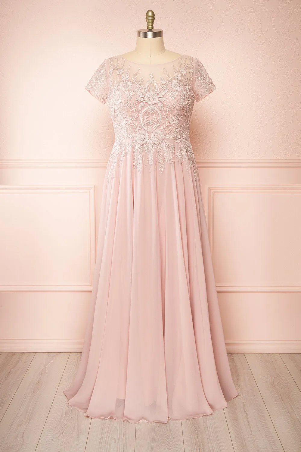 Zirnitra | Mauve Embroidered Maxi Dress sold by Boutique 1861