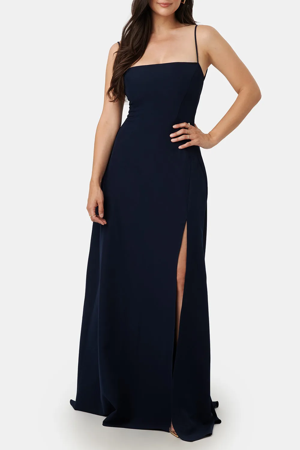 Izabella Navy | A-line Maxi Dress with Open Back sold by Boutique 1861 product image thumbnail 4
