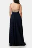Izabella Navy | A-line Maxi Dress with Open Back sold by Boutique 1861