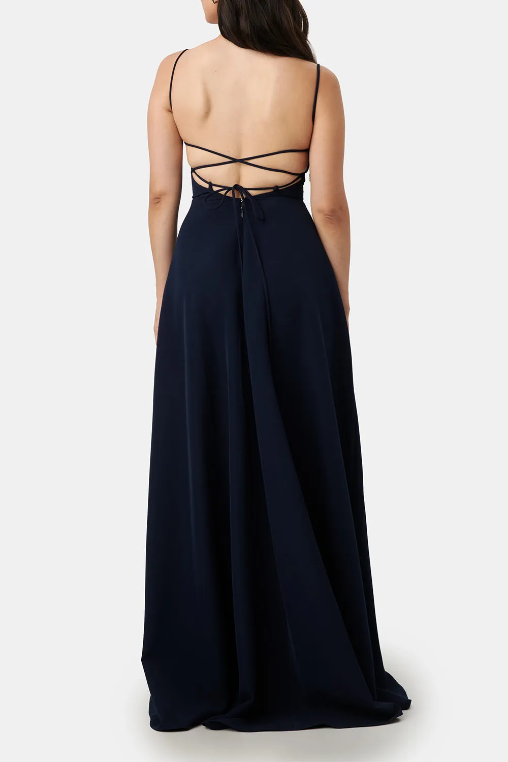 Izabella Navy | A-line Maxi Dress with Open Back sold by Boutique 1861 product image thumbnail 2