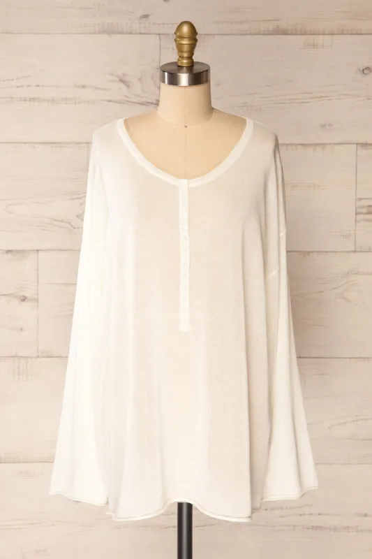 Melbourne Ivory | Sheer Oversized Long Sleeve Top sold by Boutique 1861