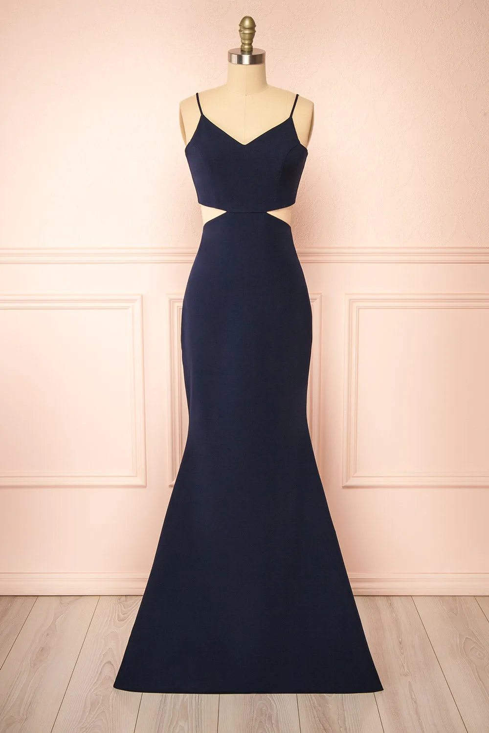 Kamilla Navy | Maxi Mermaid Dress w/ Cut-Outs sold by Boutique 1861