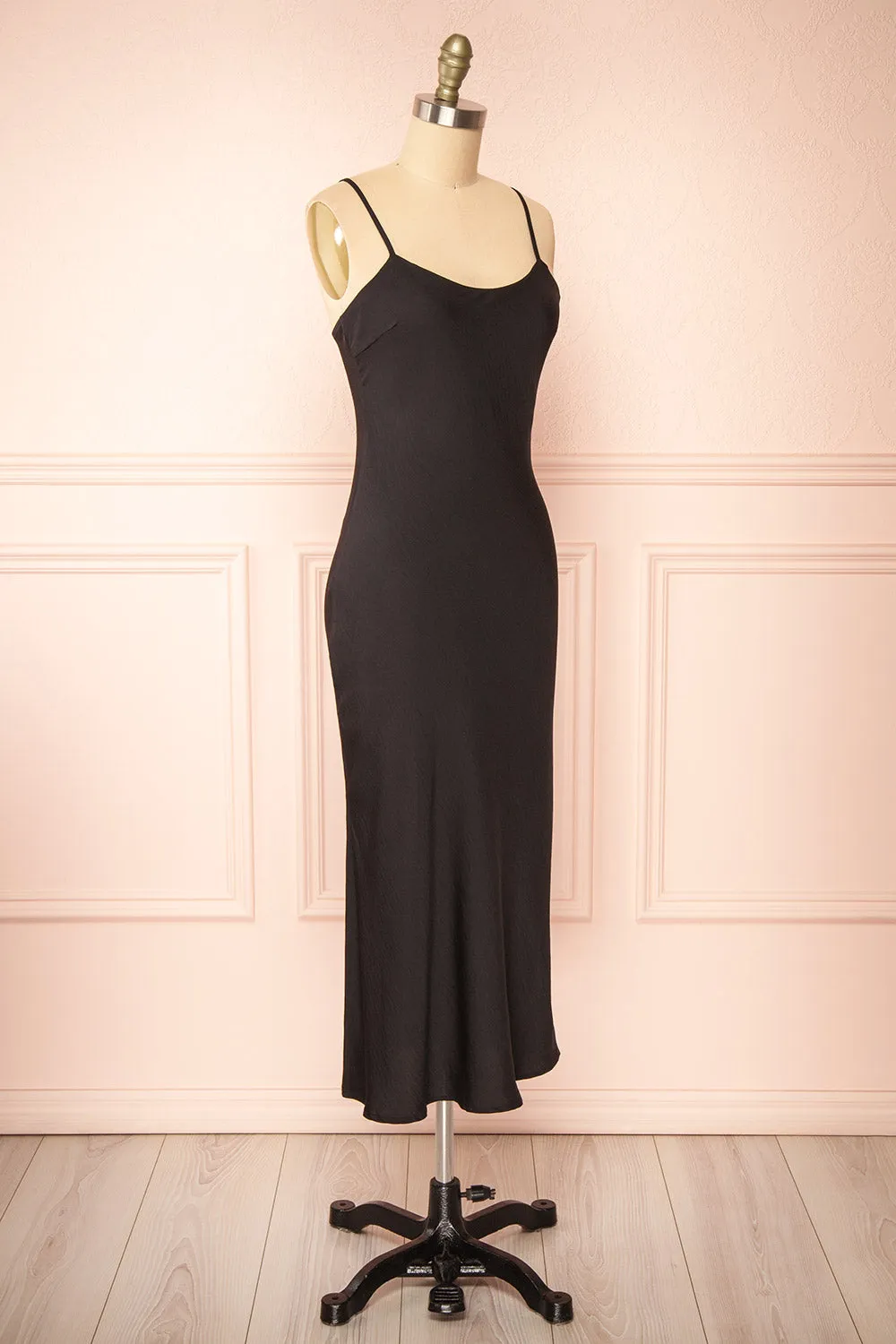 Rebby Black | Silky Fitted Midi Dress sold by Boutique 1861 product image thumbnail 3