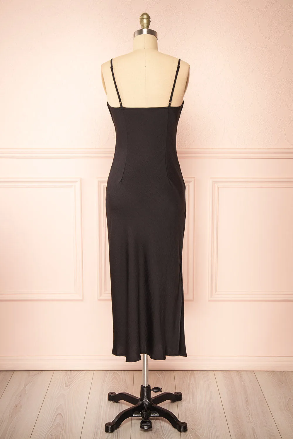 Rebby Black | Silky Fitted Midi Dress sold by Boutique 1861 product image thumbnail 5