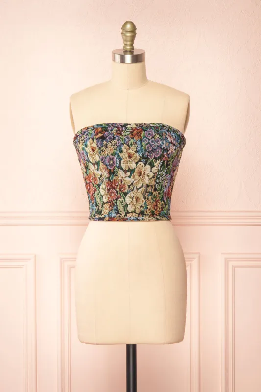 Cocona Black | Bustier Corset Top w/ Lace Up Back sold by Boutique 1861