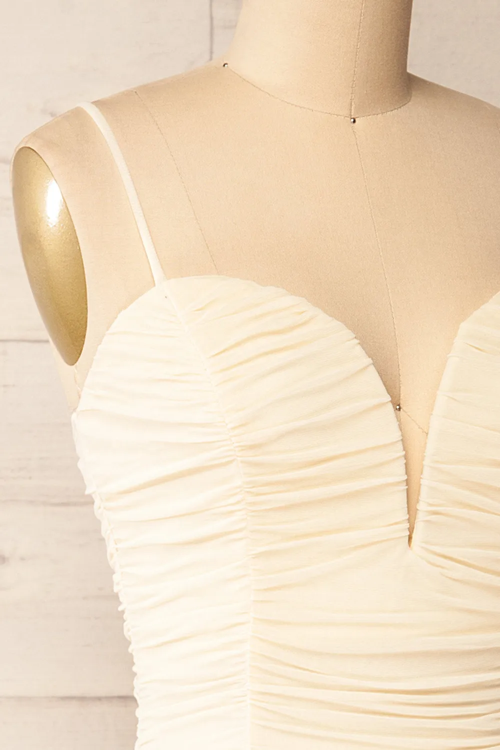 Caen Ivory | Ruched Fitted Midi Dress sold by Boutique 1861 product image thumbnail 4
