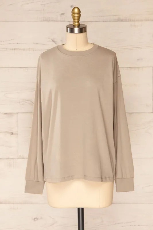 Mielec Taupe | Long Sleeve Top sold by Boutique 1861