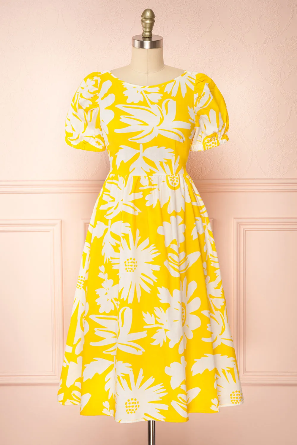 Alyx | Short Yellow Sunflower Dress sold by Boutique 1861