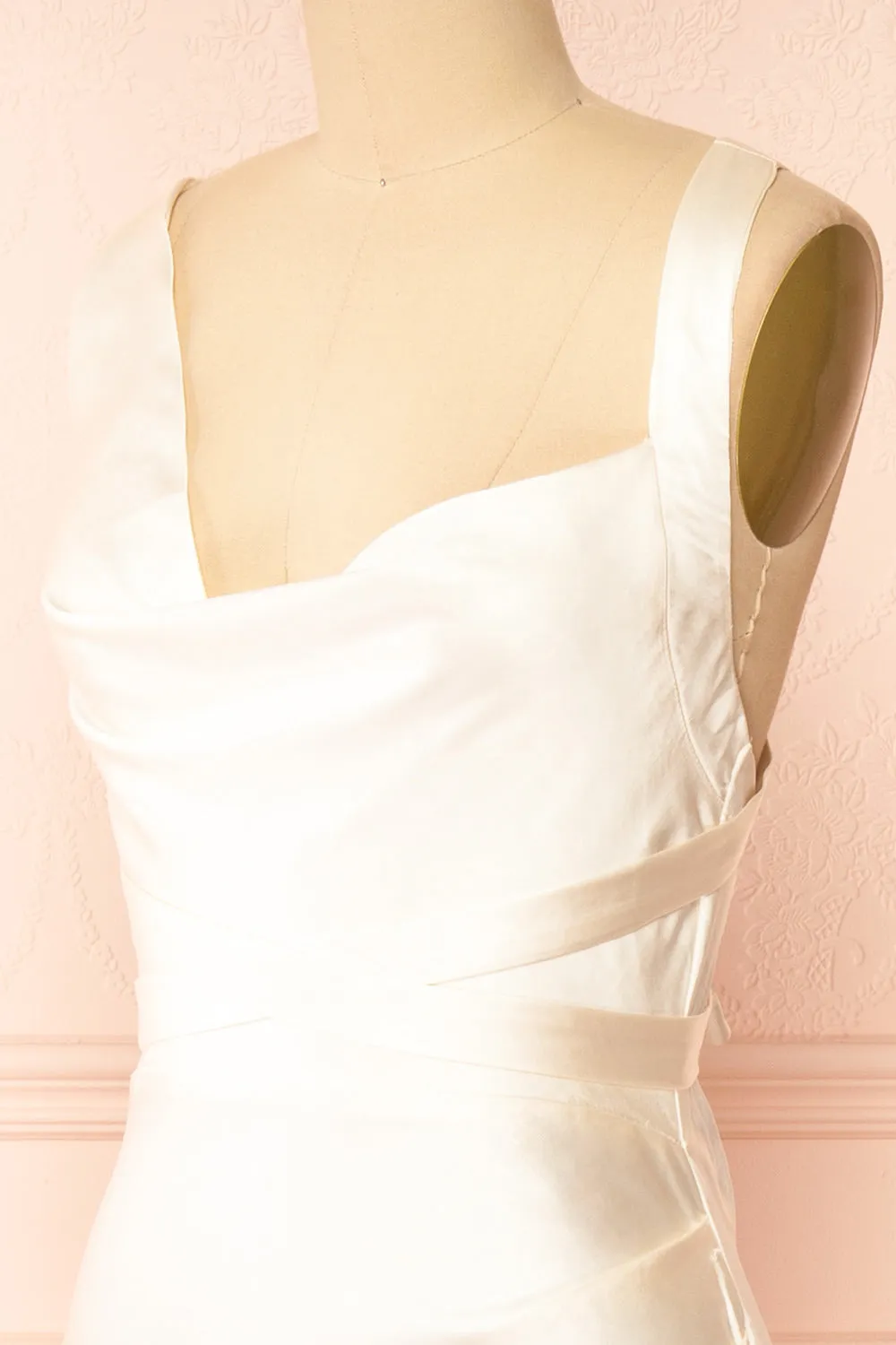 Aminata | Ivory Satin Maxi Dress w/ Slit sold by Boutique 1861 product image thumbnail 4