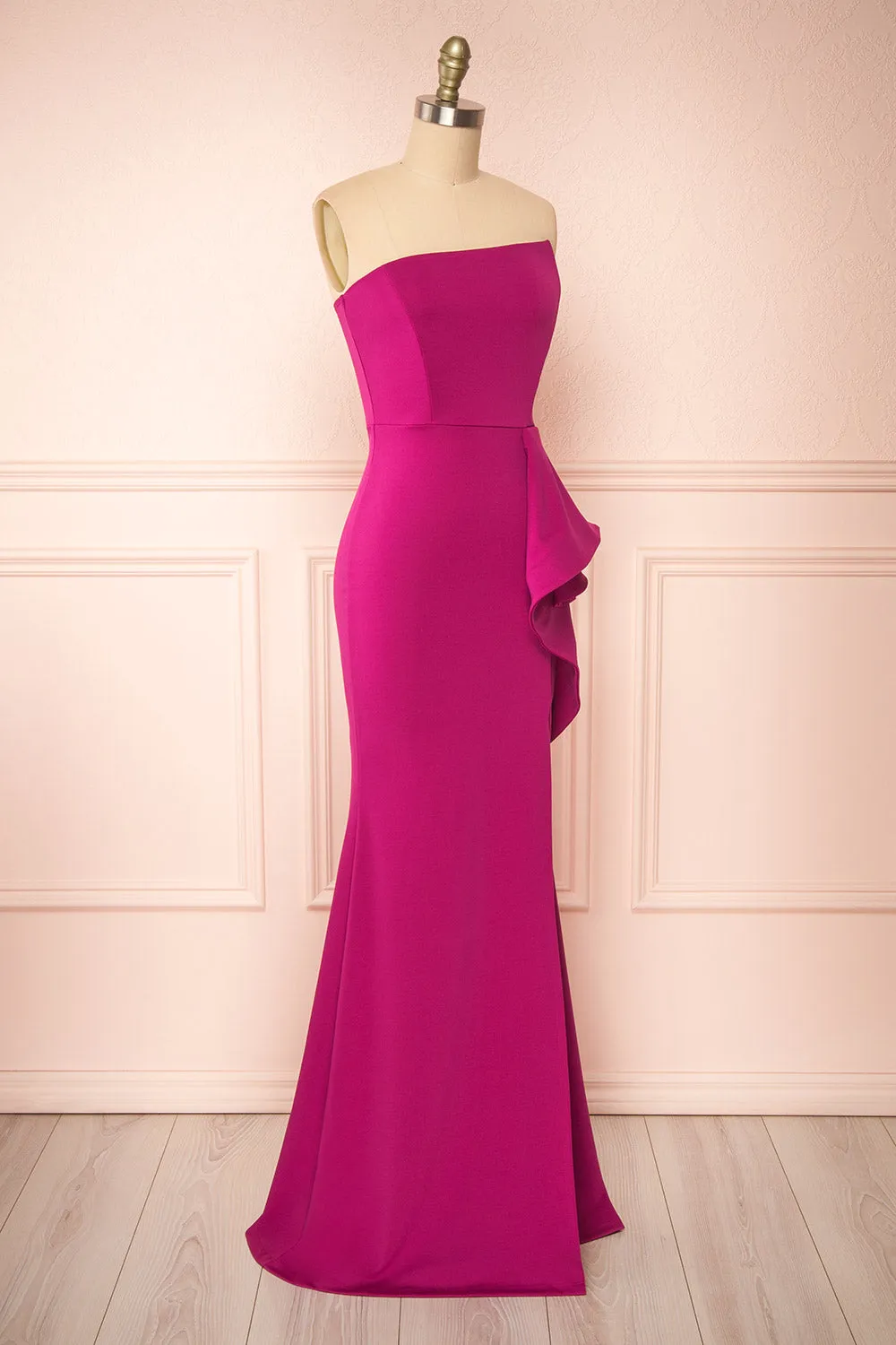 Ursuli Fuchsia | Strapless Maxi Dress w/ Side Slit sold by Boutique 1861 product image thumbnail 4