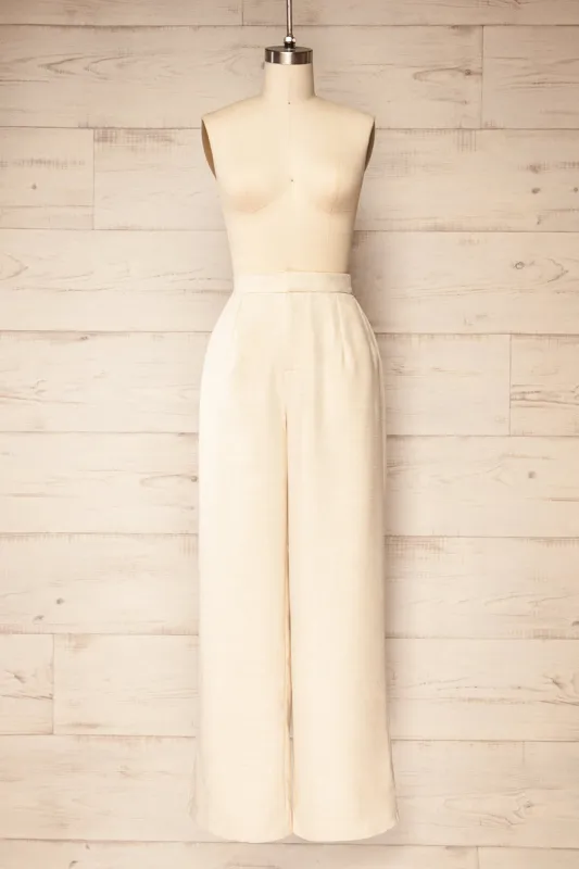 Borden | Beige Wide Leg Pants sold by Boutique 1861
