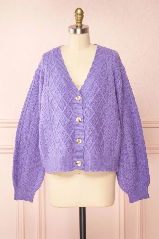 Alony Lilac | Knit Cardigan w/ Buttons sold by Boutique 1861