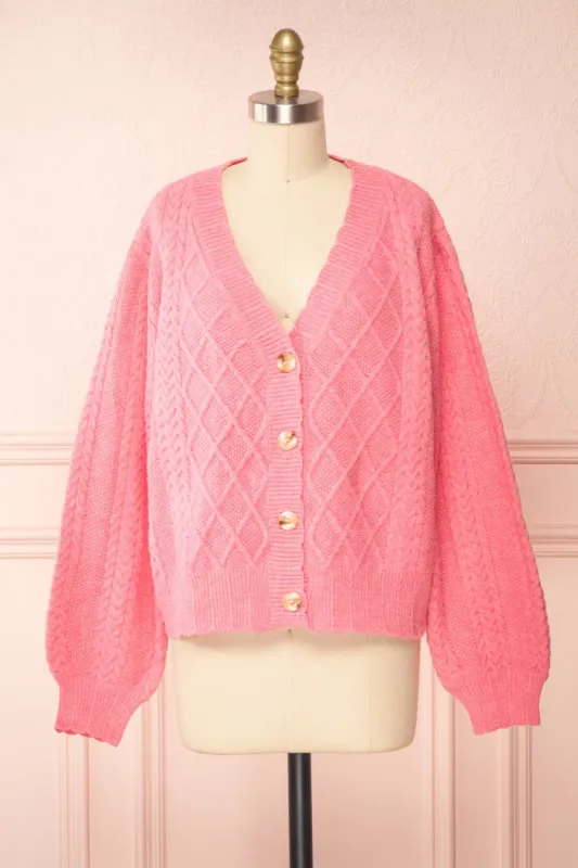 Alony Pink | Knit Cardigan w/ Buttons sold by Boutique 1861