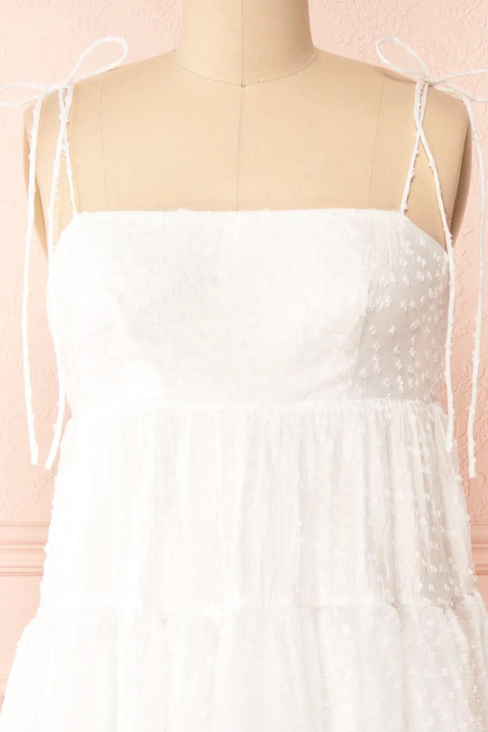 Esmeira | White Tiered Polka Dot Midi Dress with Empire Waist sold by Boutique 1861 product image thumbnail 2