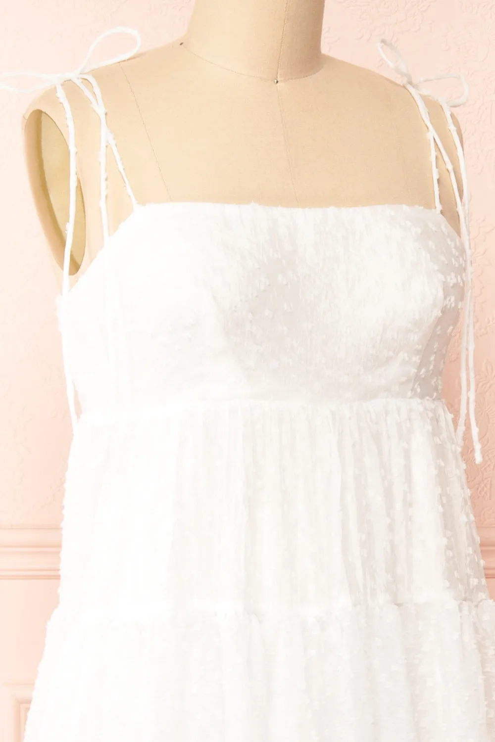Esmeira | White Tiered Polka Dot Midi Dress with Empire Waist sold by Boutique 1861 product image thumbnail 4