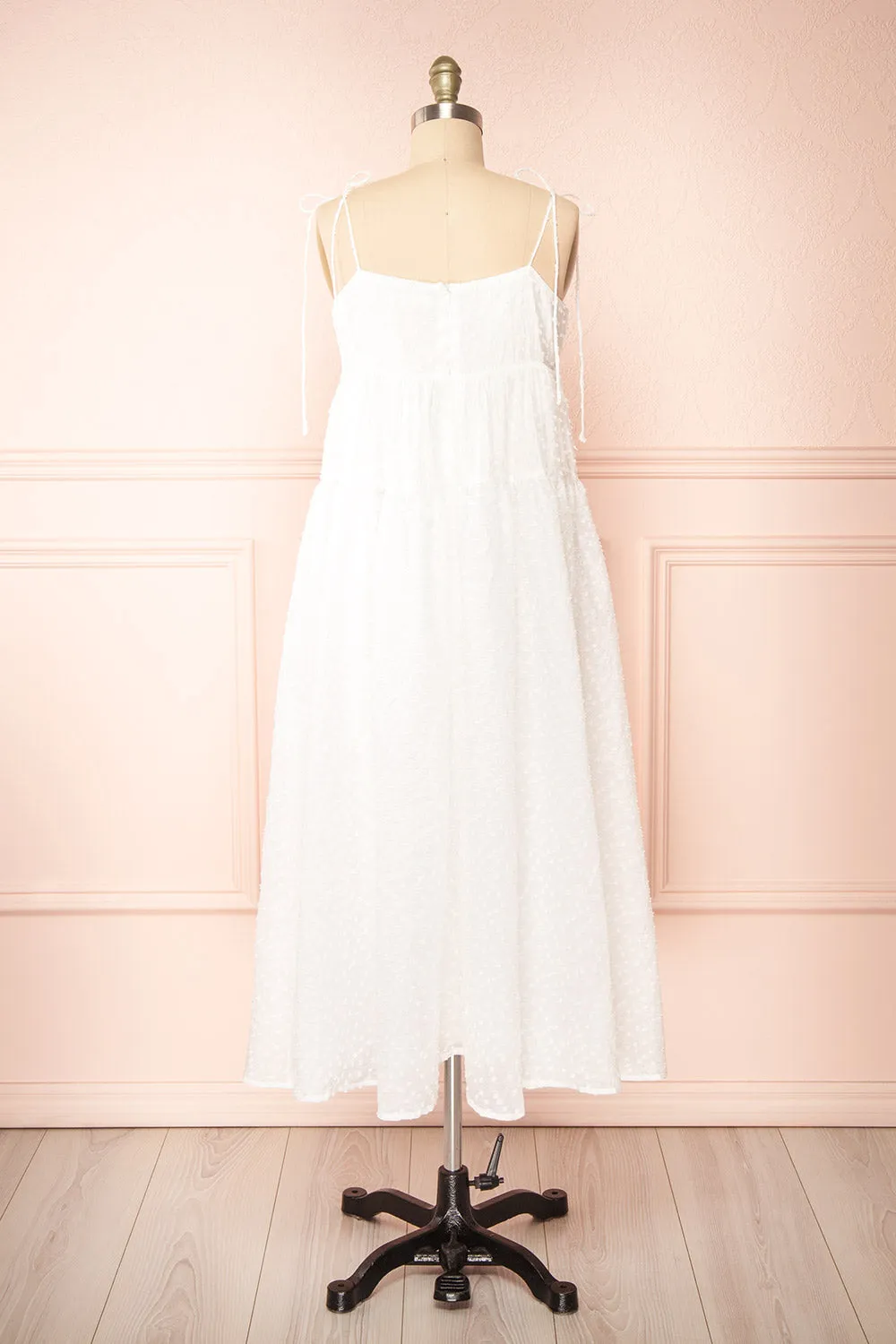 Esmeira | White Tiered Polka Dot Midi Dress with Empire Waist sold by Boutique 1861 product image thumbnail 5