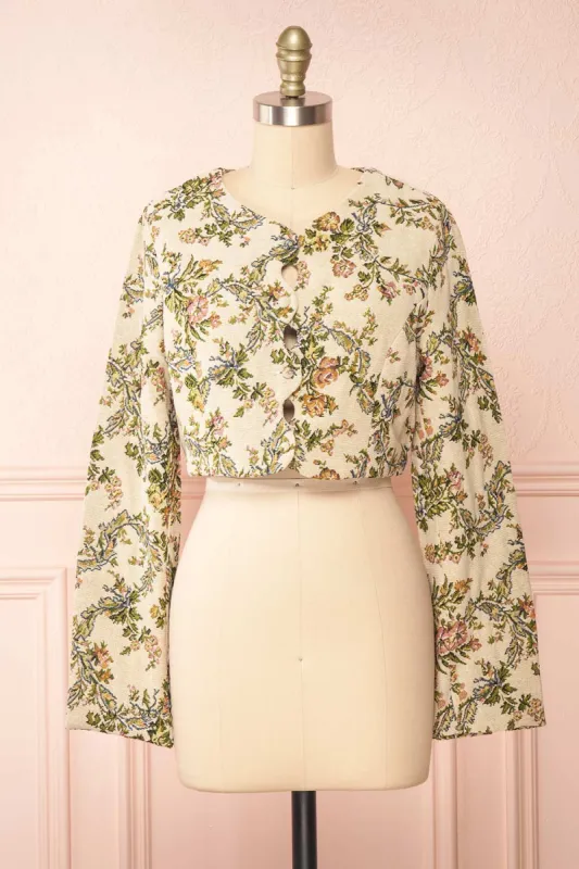 Sharmila | Cropped Jacquard Jacket w/ Scalloped Front sold by Boutique 1861