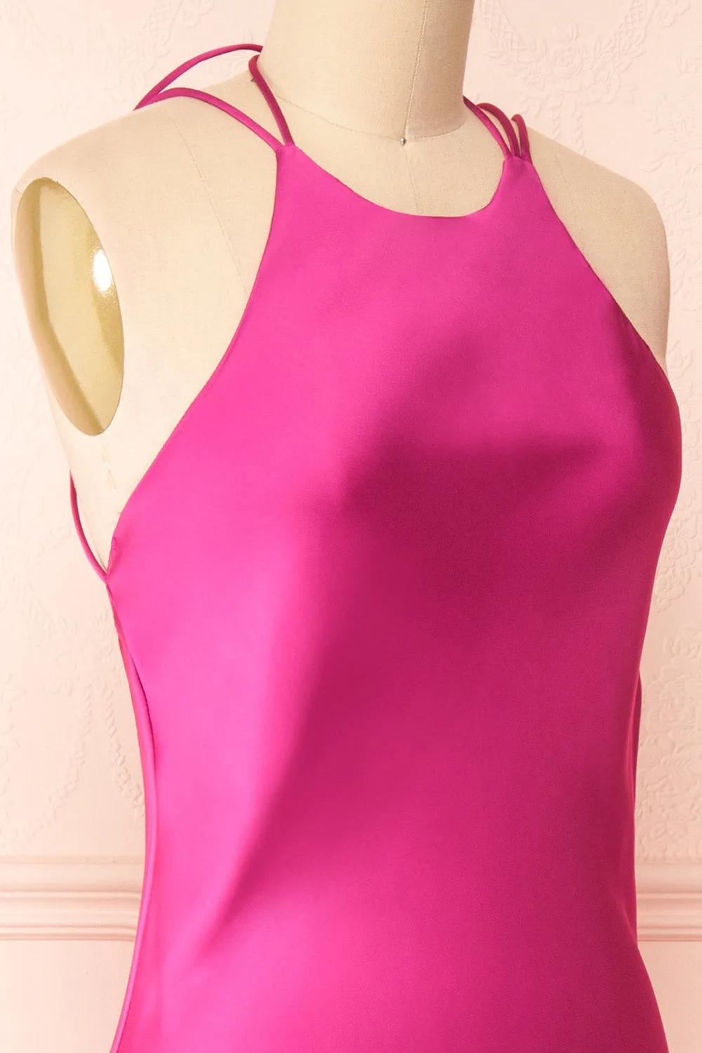 Nairobi Fuchsia | Satin Maxi Dress w/ Open Back sold by Boutique 1861 product image thumbnail 5