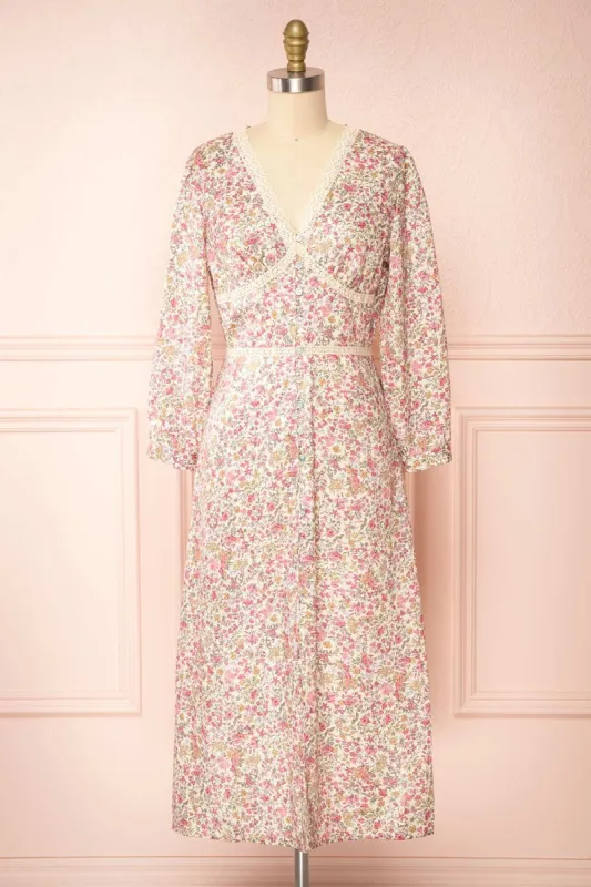 Nissrine | 3/4 Sleeve Floral Midi Dress sold by Boutique 1861