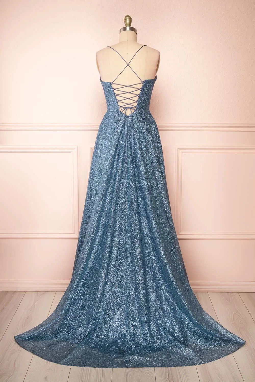 Lexy Blue Grey | Sparkly Cowl Neck Maxi Dress sold by Boutique 1861 product image thumbnail 5