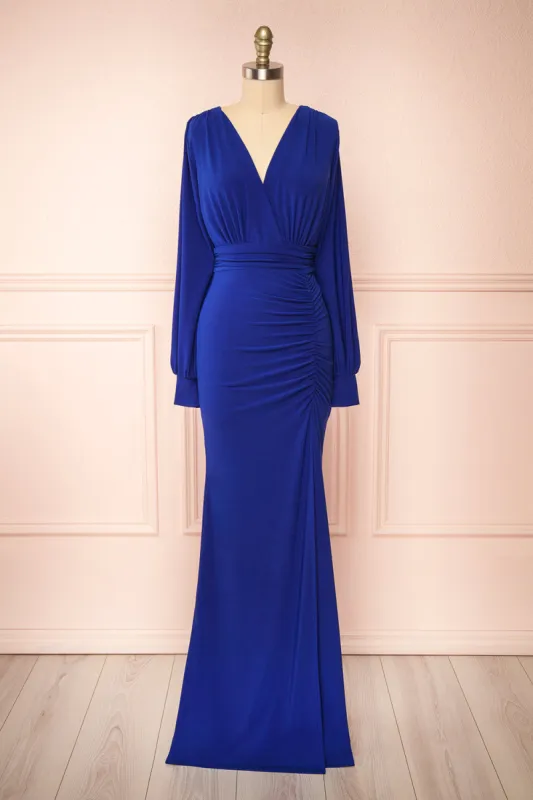 Cassidy Blue | Plunging Neckline Mermaid Maxi Dress sold by Boutique 1861