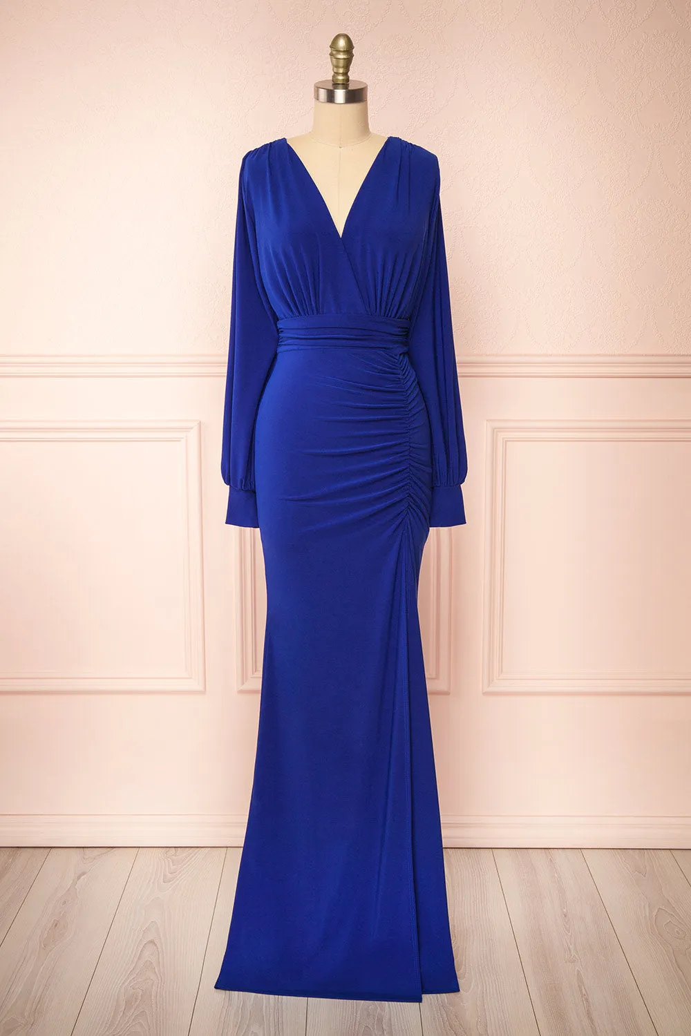 Cassidy Blue | Plunging Neckline Mermaid Maxi Dress sold by Boutique 1861