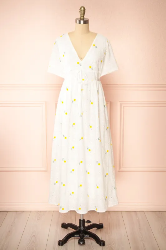 Stephany | White Embroidered Floral Dress sold by Boutique 1861