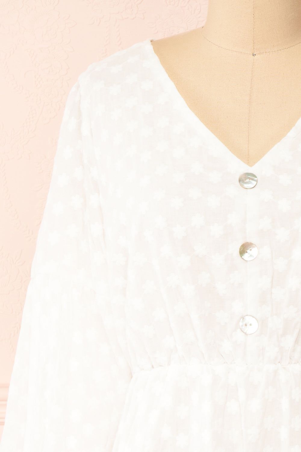 Meeshell | White Babydoll Dress w/ Floral Embroidery sold by Boutique 1861 product image thumbnail 2