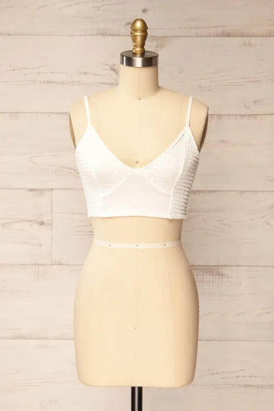 Lustleigh White | Cropped Ruched Camisole sold by Boutique 1861