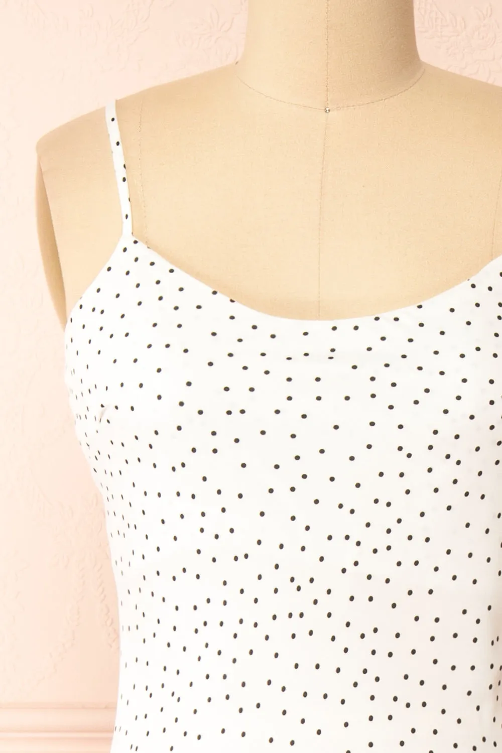 Rebby Polka Dot White | Silky Fitted Midi Dress sold by Boutique 1861 product image thumbnail 3