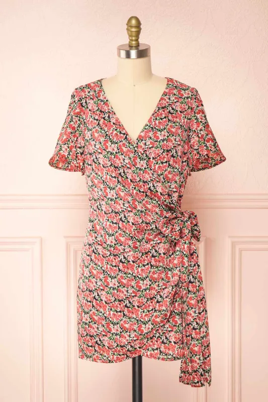 Maurine | Short Floral Wrap Dress sold by Boutique 1861