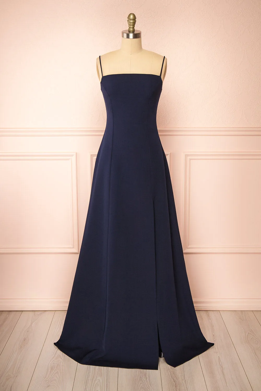 Estella Navy | Maxi A-line Dress w/ Slit sold by Boutique 1861