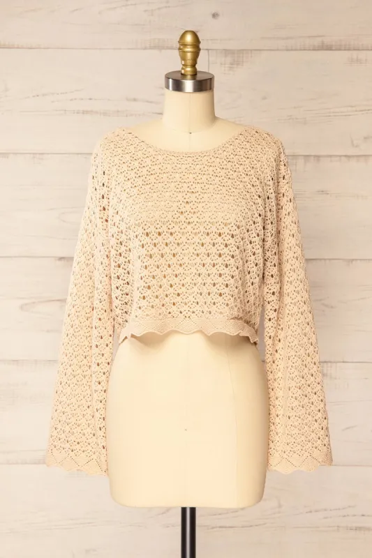 Canterbury | Beige Crochet Cropped Top sold by Boutique 1861