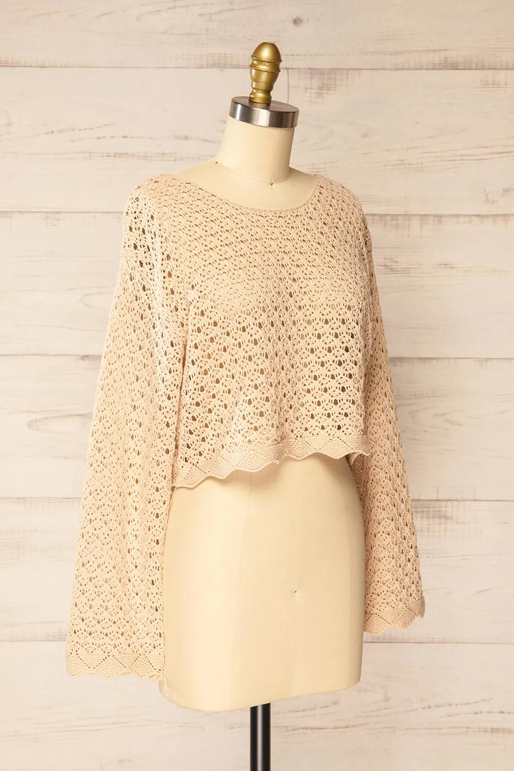 Canterbury | Beige Crochet Cropped Top sold by Boutique 1861 product image thumbnail 3
