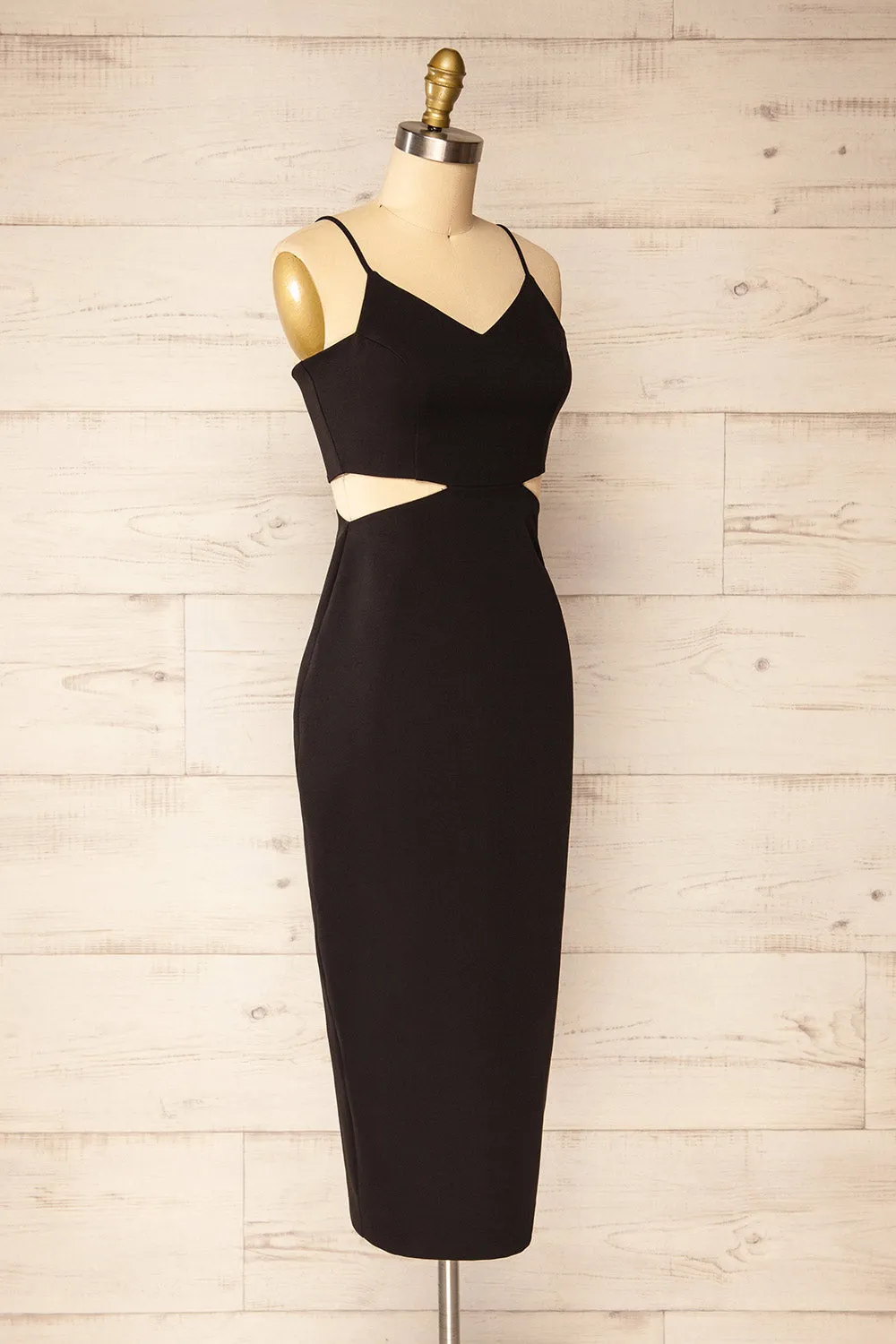 Komia Black | Fitted Midi Dress with Cut-Outs and Slit by Arti Gogna sold by Boutique 1861 product image thumbnail 4