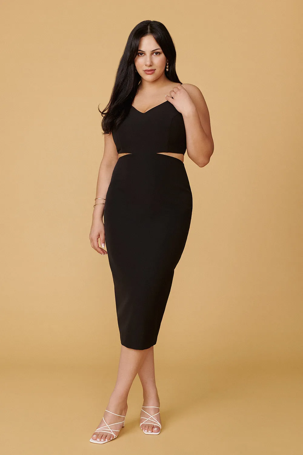 Komia Black | Fitted Midi Dress with Cut-Outs and Slit by Arti Gogna sold by Boutique 1861 product image thumbnail 2