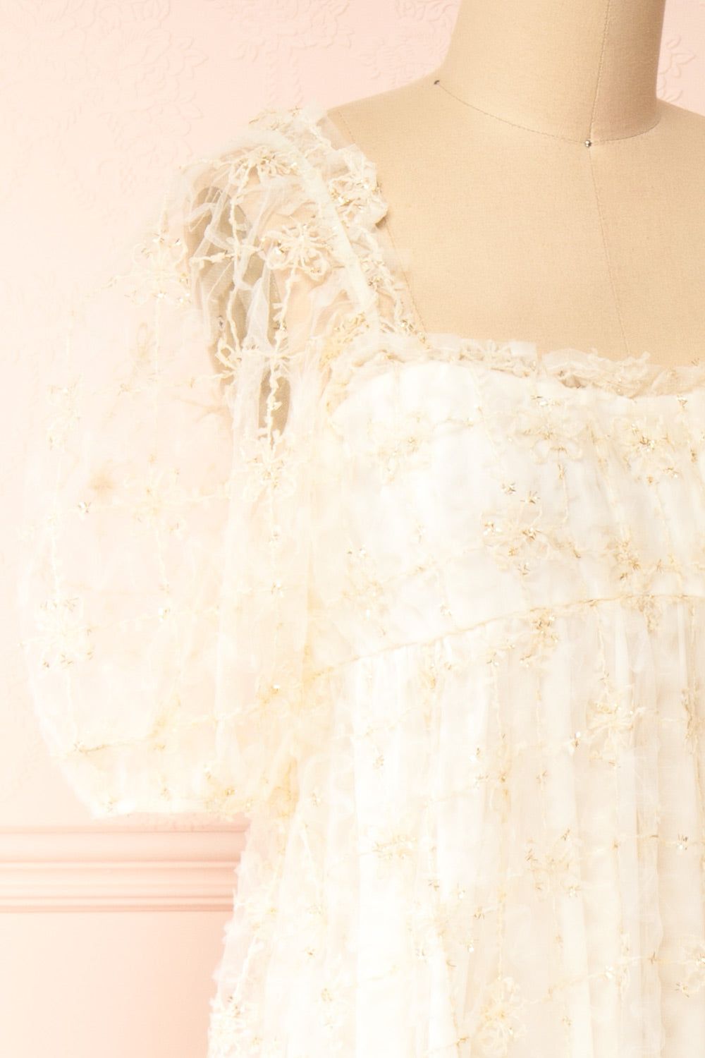 Bambina | Empire Waist Short Sleeve Maxi Dress with Embroidered Tulle sold by Boutique 1861 product image thumbnail 4