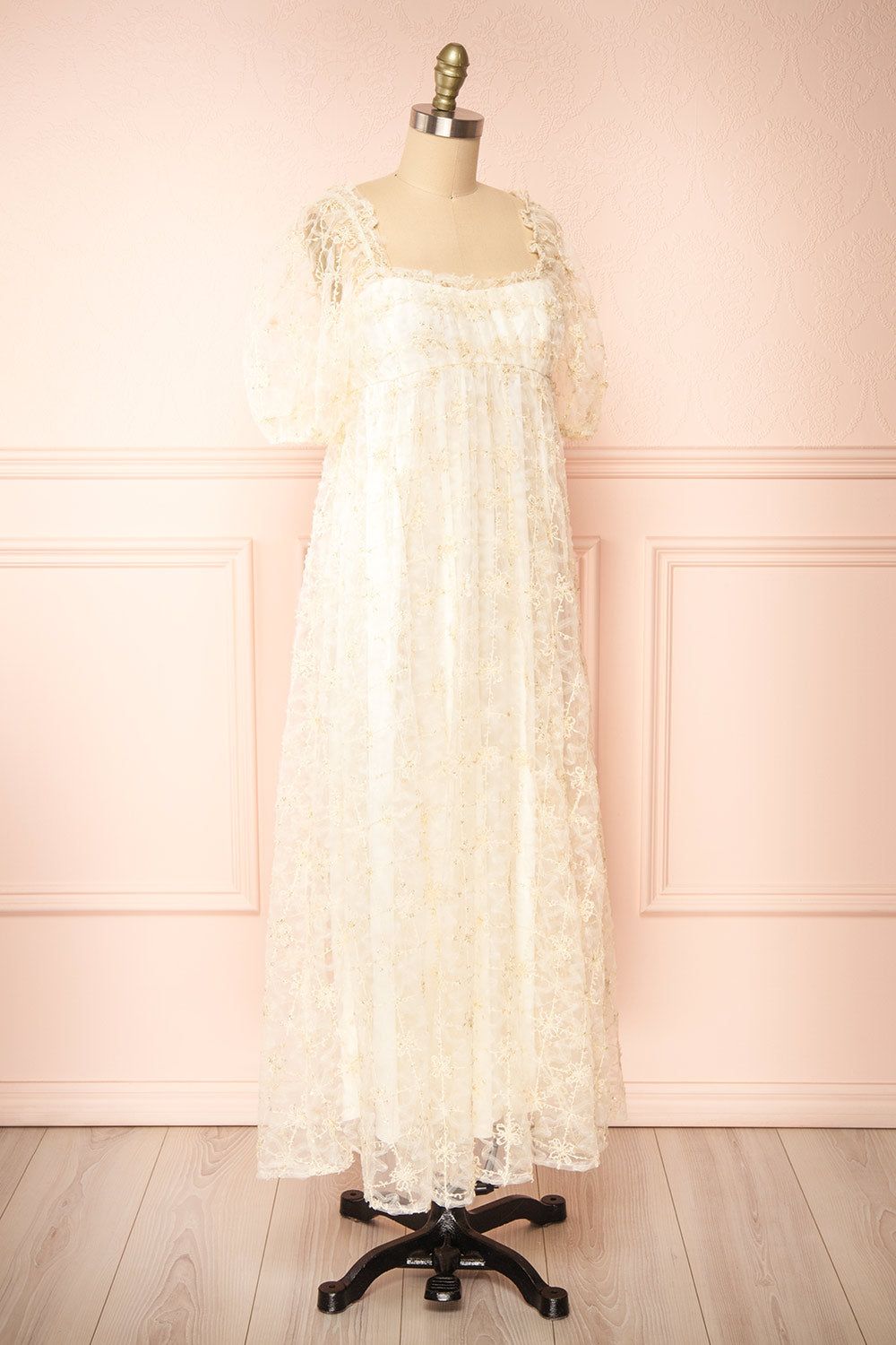 Bambina | Empire Waist Short Sleeve Maxi Dress with Embroidered Tulle sold by Boutique 1861 product image thumbnail 3