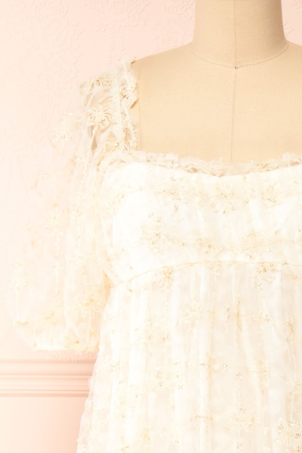 Bambina | Empire Waist Short Sleeve Maxi Dress with Embroidered Tulle sold by Boutique 1861 product image thumbnail 2