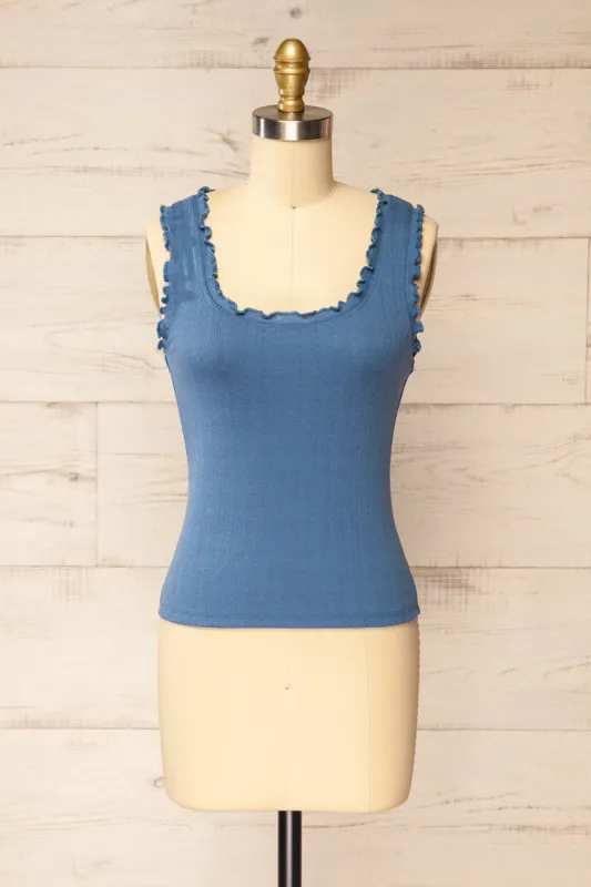 Boke Blue | Openwork Knit Tank Top sold by Boutique 1861
