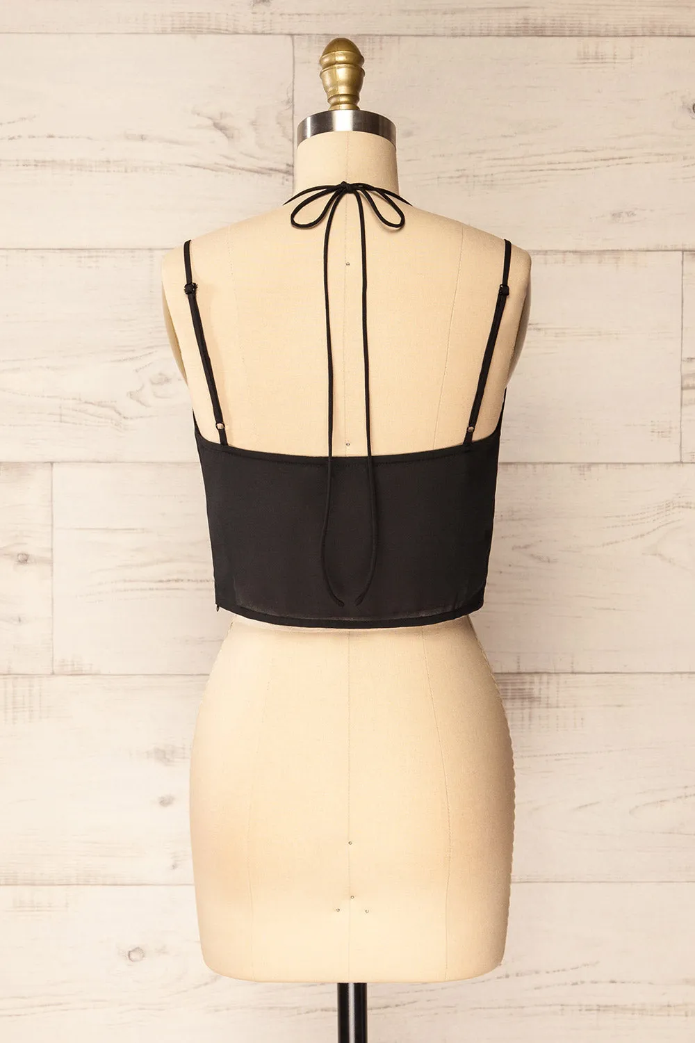 Beziers Black | Cowl Neck Cropped Satin Top sold by Boutique 1861 product image thumbnail 5
