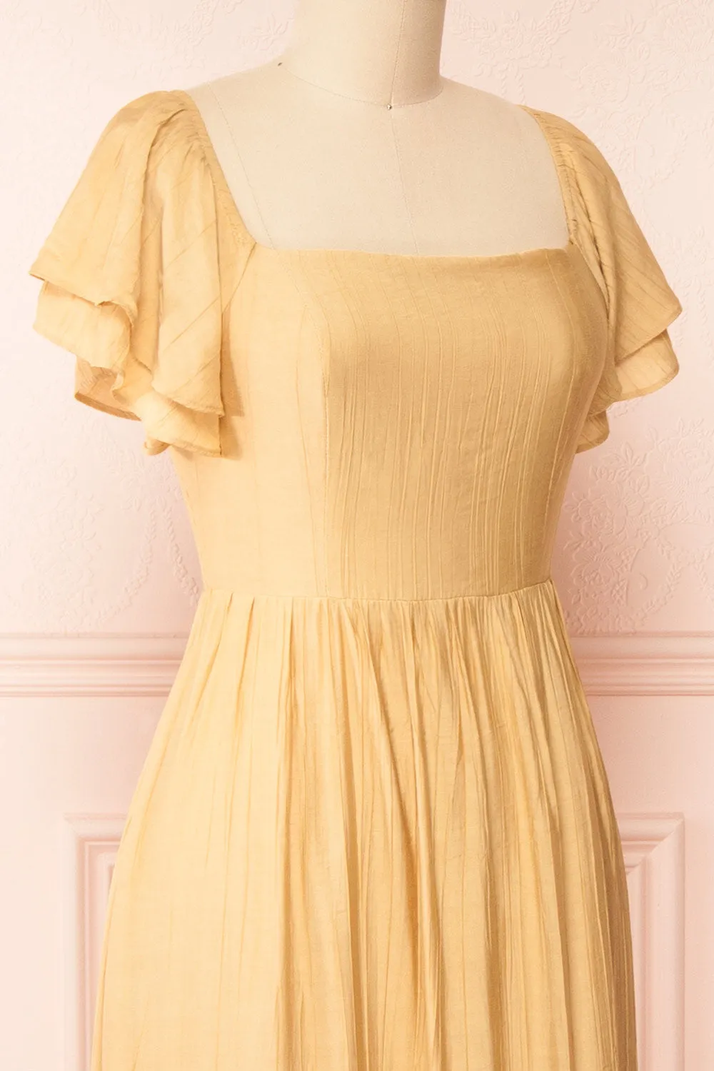 Myrtille Beige | Midi Dress w/ Ruffled Sleeves sold by Boutique 1861 product image thumbnail 5