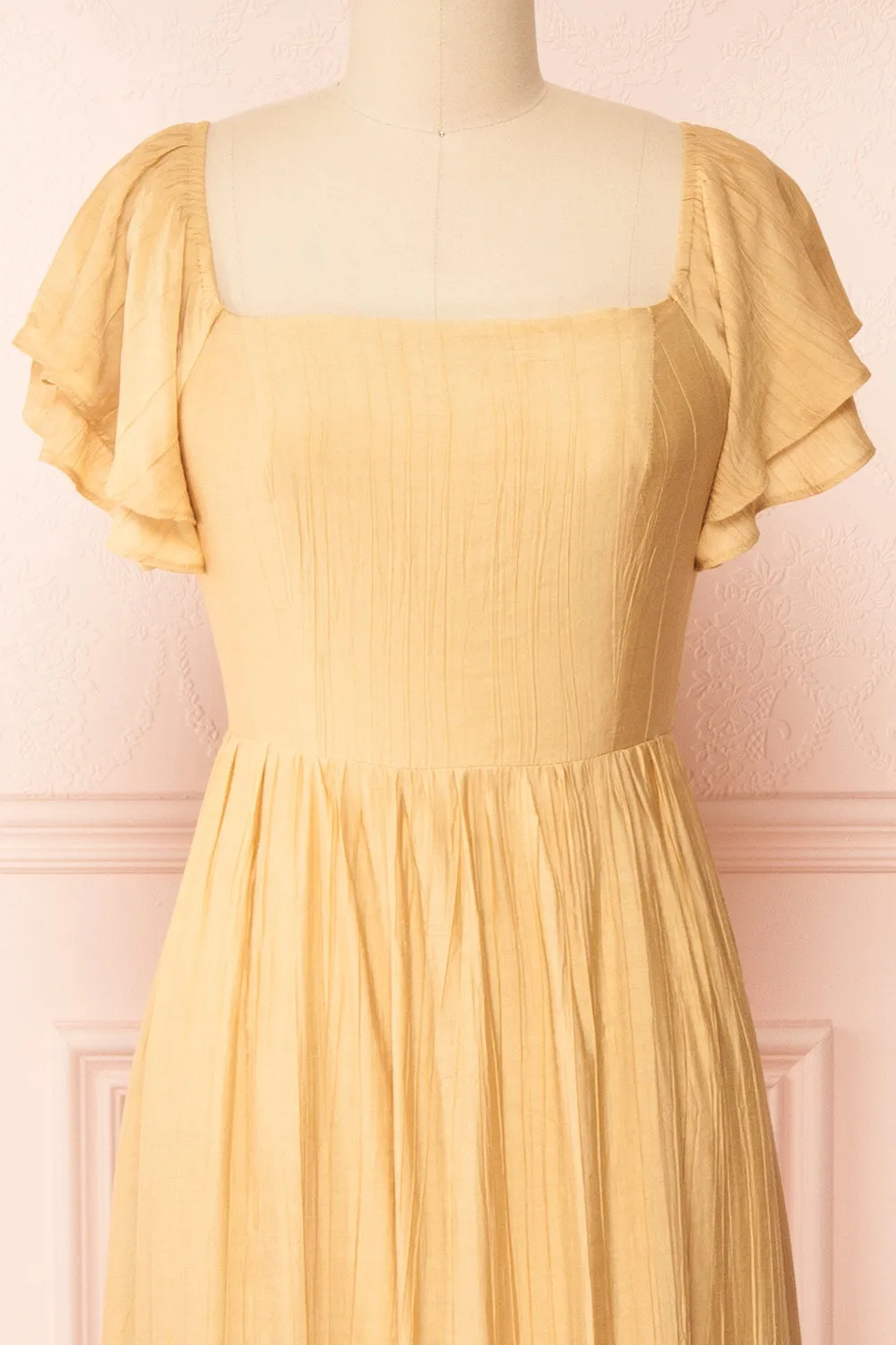 Myrtille Beige | Midi Dress w/ Ruffled Sleeves sold by Boutique 1861 product image thumbnail 3