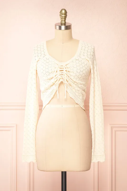 Alverine | Knit Ivory Top w/ Drawstrings sold by Boutique 1861